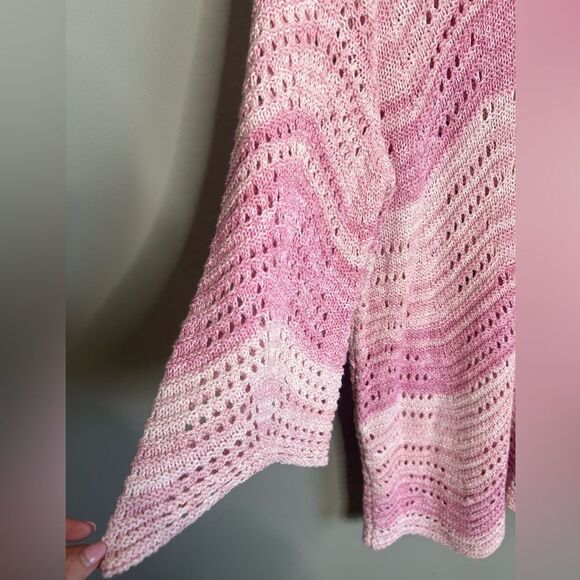 Lane Bryant pink  ombré open knit pull over sweater size 22/24 cozy feminine - Picture 5 of 7